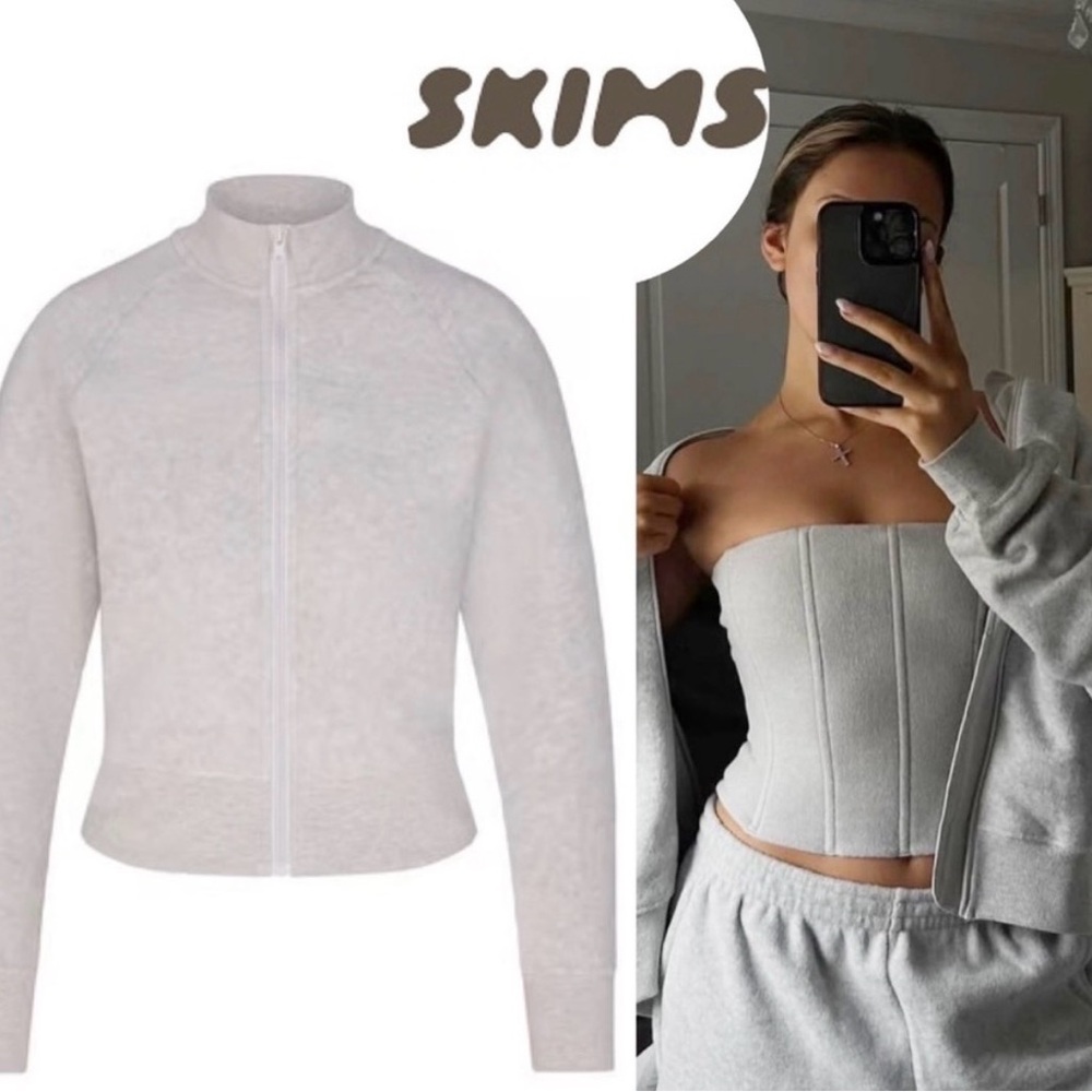 Skims FLEECE LOUNGE JACKET Heather Grey S Small NWT NEW Track Jacket